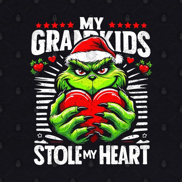 My Grandkids Stole My Heart Funny Christmas Vintage by RetroPrideArts